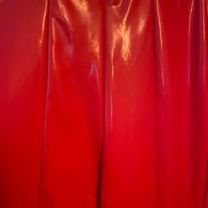 Red faux leather pants